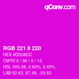 カラーコード: RGB 221 8 220 | qconv.com