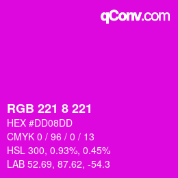 Color code: RGB 221 8 221 | qconv.com