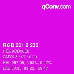 Color code: RGB 221 8 232 | qconv.com