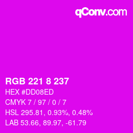 颜色代码: RGB 221 8 237 | qconv.com