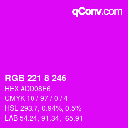 カラーコード: RGB 221 8 246 | qconv.com