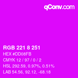 カラーコード: RGB 221 8 251 | qconv.com
