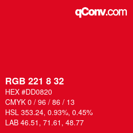 Color code: RGB 221 8 32 | qconv.com