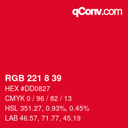 Color code: RGB 221 8 39 | qconv.com
