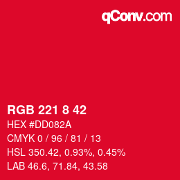 Color code: RGB 221 8 42 | qconv.com