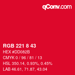 Color code: RGB 221 8 43 | qconv.com