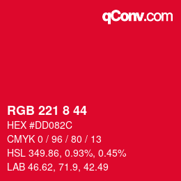 カラーコード: RGB 221 8 44 | qconv.com