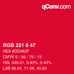 Color code: RGB 221 8 47 | qconv.com