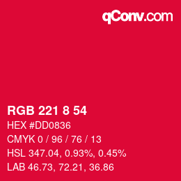 Color code: RGB 221 8 54 | qconv.com