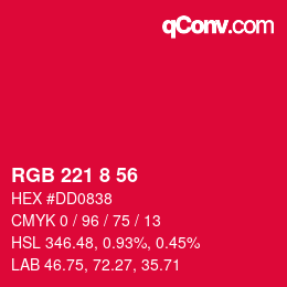 Color code: RGB 221 8 56 | qconv.com