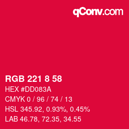 Color code: RGB 221 8 58 | qconv.com