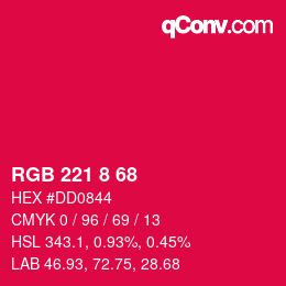 カラーコード: RGB 221 8 68 | qconv.com
