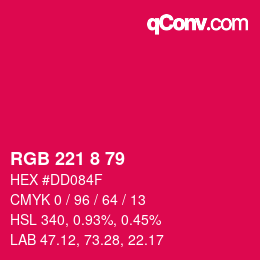 Color code: RGB 221 8 79 | qconv.com
