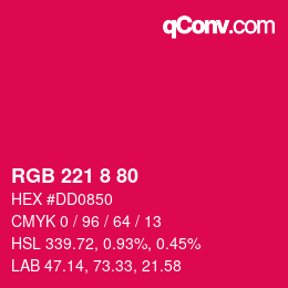 カラーコード: RGB 221 8 80 | qconv.com