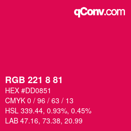 Color code: RGB 221 8 81 | qconv.com
