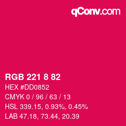 カラーコード: RGB 221 8 82 | qconv.com