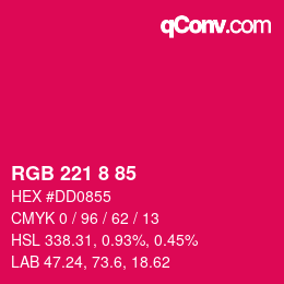 Color code: RGB 221 8 85 | qconv.com