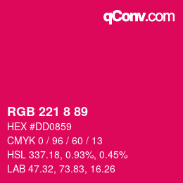 カラーコード: RGB 221 8 89 | qconv.com