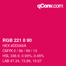 カラーコード: RGB 221 8 90 | qconv.com
