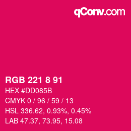 Color code: RGB 221 8 91 | qconv.com