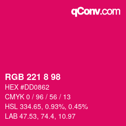 Color code: RGB 221 8 98 | qconv.com