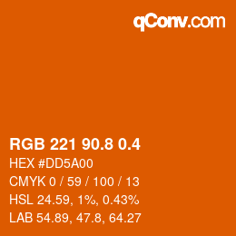 カラーコード: RGB 221 90.8 0.4 | qconv.com