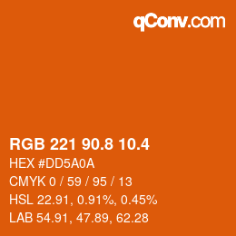 カラーコード: RGB 221 90.8 10.4 | qconv.com