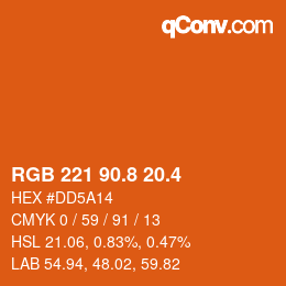 カラーコード: RGB 221 90.8 20.4 | qconv.com