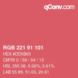 Color code: RGB 221 91 101 | qconv.com