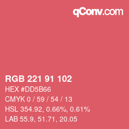 Color code: RGB 221 91 102 | qconv.com