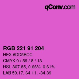 Color code: RGB 221 91 204 | qconv.com