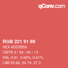 Color code: RGB 221 91 89 | qconv.com