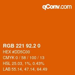 カラーコード: RGB 221 92.2 0 | qconv.com
