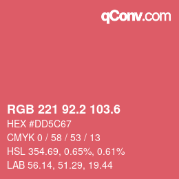 カラーコード: RGB 221 92.2 103.6 | qconv.com