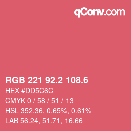 カラーコード: RGB 221 92.2 108.6 | qconv.com