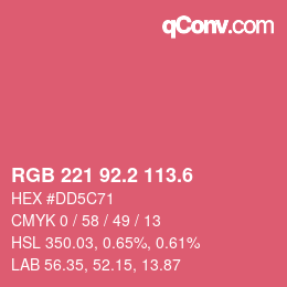 カラーコード: RGB 221 92.2 113.6 | qconv.com