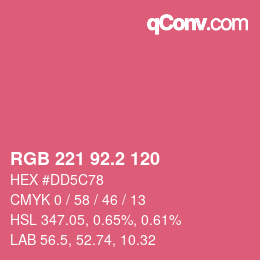 カラーコード: RGB 221 92.2 120 | qconv.com