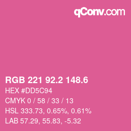 カラーコード: RGB 221 92.2 148.6 | qconv.com