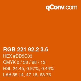 カラーコード: RGB 221 92.2 3.6 | qconv.com