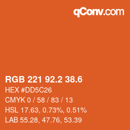 カラーコード: RGB 221 92.2 38.6 | qconv.com