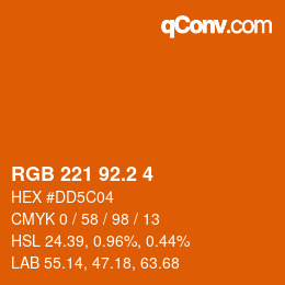 カラーコード: RGB 221 92.2 4 | qconv.com