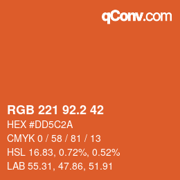 カラーコード: RGB 221 92.2 42 | qconv.com