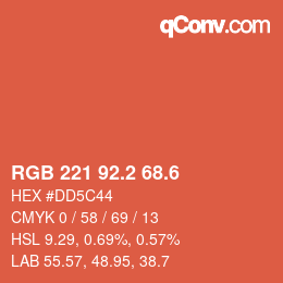 カラーコード: RGB 221 92.2 68.6 | qconv.com