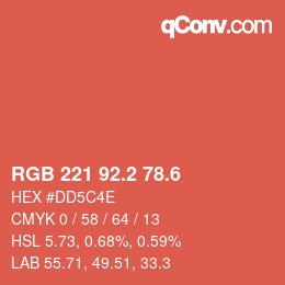 カラーコード: RGB 221 92.2 78.6 | qconv.com