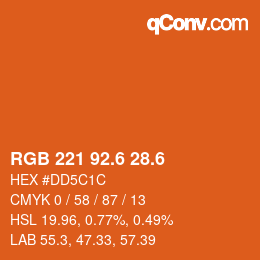 カラーコード: RGB 221 92.6 28.6 | qconv.com