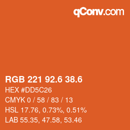 カラーコード: RGB 221 92.6 38.6 | qconv.com