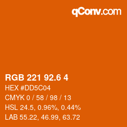 カラーコード: RGB 221 92.6 4 | qconv.com