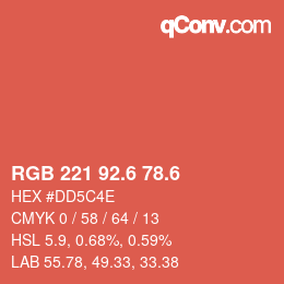 カラーコード: RGB 221 92.6 78.6 | qconv.com
