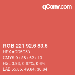 カラーコード: RGB 221 92.6 83.6 | qconv.com