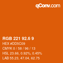 カラーコード: RGB 221 92.6 9 | qconv.com